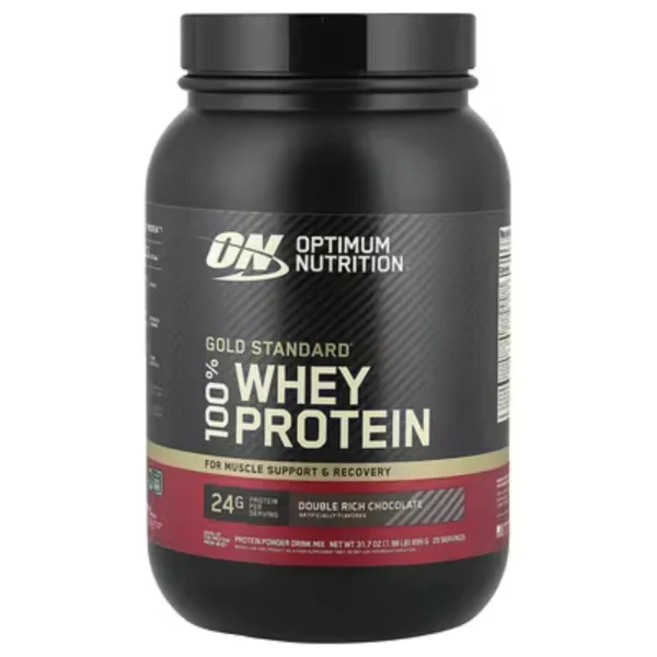 Gold Standard 100% Whey Protein Optimum Nutrition 24g proteina double rich chocolate 899g 29 servicios