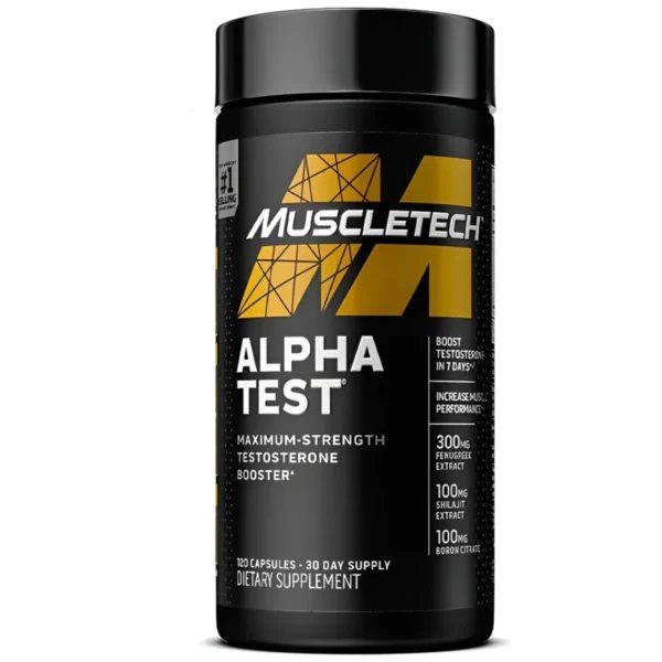 Alpha Test Muscletech testosterone booster fenugreek shilajit tribulus zinc 120 capsulas 30 dias