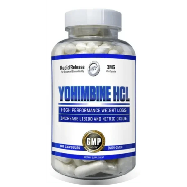 Yohimbine HCL Hi-Tech Pharmaceuticals 3mg rapid release perdida peso libido oxido nitrico GMP non-gmo 90 capsulas