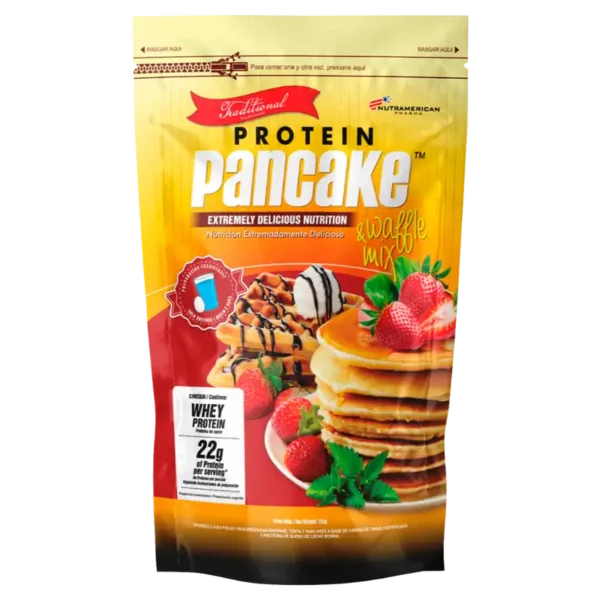 Protein Pancake Traditional Nutramerican whey protein 22g proteina mezcla pancakes waffles 750g 15 porciones