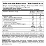 Tabla nutricional Nutra C Vitamin C Powder Nutramerican informacion nutricional
