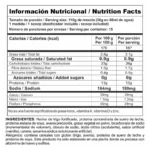 Tabla nutricional Protein Pancake Traditional Nutramerican 187 calorias 15g proteina por porcion